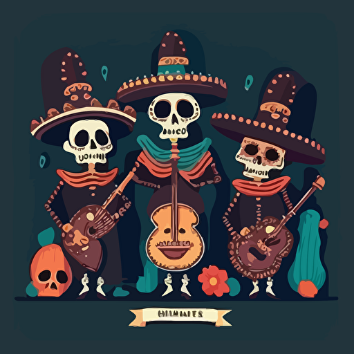 flat vector illustration of a Día de los Muertos banditos
