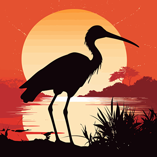 An ibis vector art silhouette, vector illustration