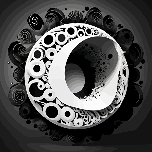 make it into the letter O, vector, black and white
