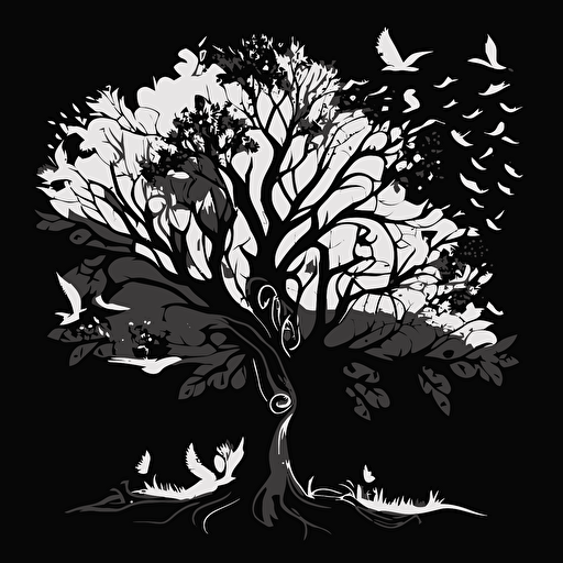 vector black white tree