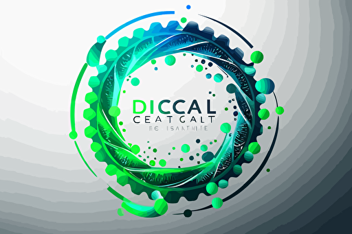 vector logo for a medical company, circle, dna, technology, green, blue, gray, clear