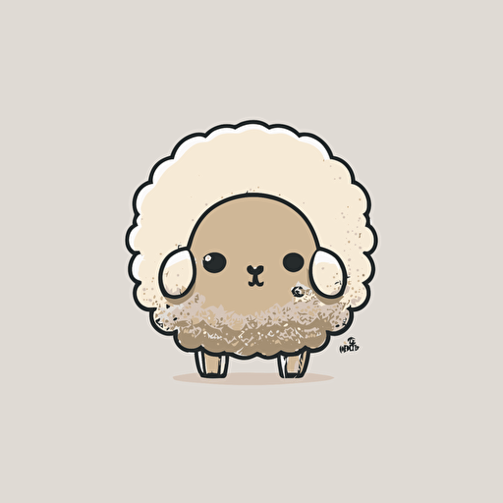 cute sheep kawaii style, vector, simple, angry sheep, cute, white background