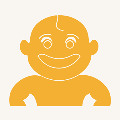 vector logo style smiling infant with muscles, minimalism