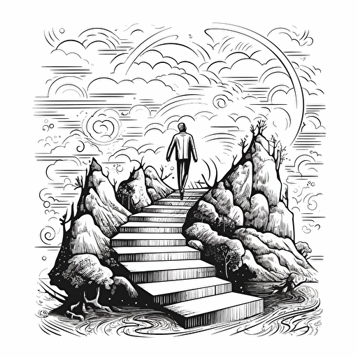 next professional step, illustration, black and white vector style, business coaching context