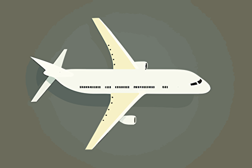 white passenger plane seen from overhead, simple, minimalist, style of takeshi murakami, vector,