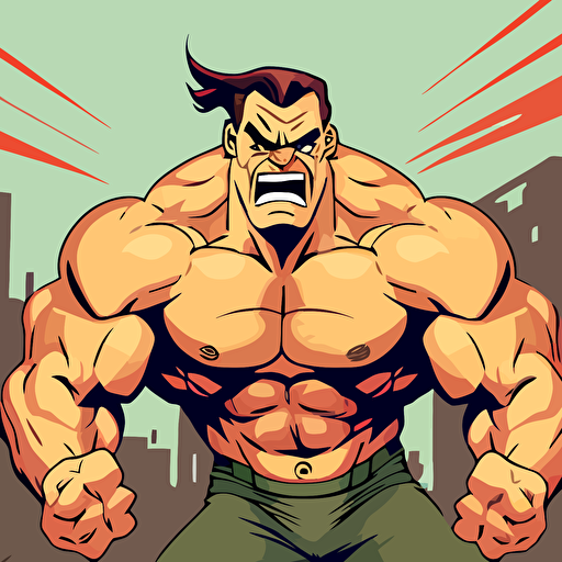 muscle man ,vector style,angry