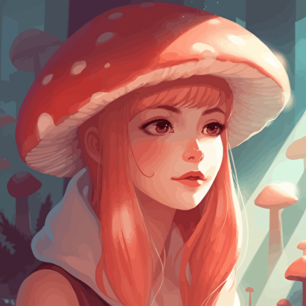 a beautiful mushroom. Clean Cel shaded vector art by lois van baarle, artgerm, Helen huang, by makoto shinkai and ilya kuvshinov, rossdraws, illustration