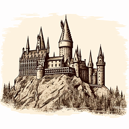 vector drawing of Hogwarts Castle