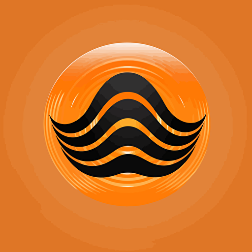 black sound wave vector abstract logo, orange background