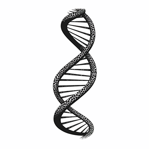 black and white simple illustrated vector image of a dna helix