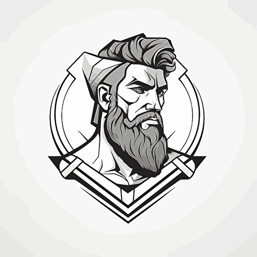 Alpha male ancient greek stoic illustration, looking at the camera, minimal, outline strokes only, black and white, logo, vector, minimalistic, white background
