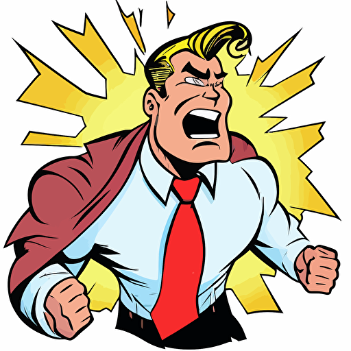 Superhero dad wearing a tie and cape, Clipart, Enthusiastic, Primary Color, Disney, Contour, Vector, White Background, Detailed