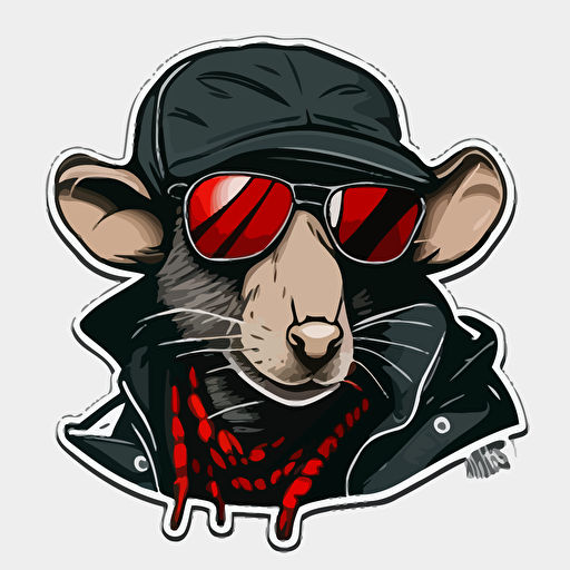 rat, gangsta,sticker,vector,white background