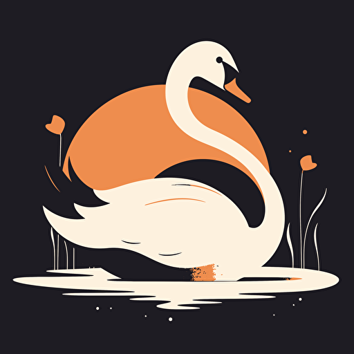 A majestic and graceful swan, an elegant and refined mood, and a soft and moody, Comic vector illustration style, flat design, minimalist logo, minimalist icon, flat icon, adobe illustrator, cute, simple