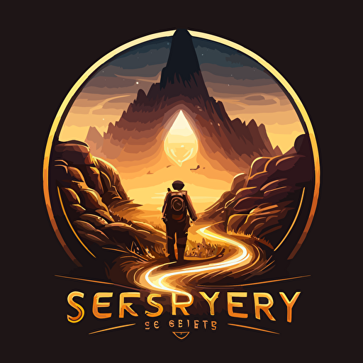 a seeker's journey, logo, sci-fy, vector