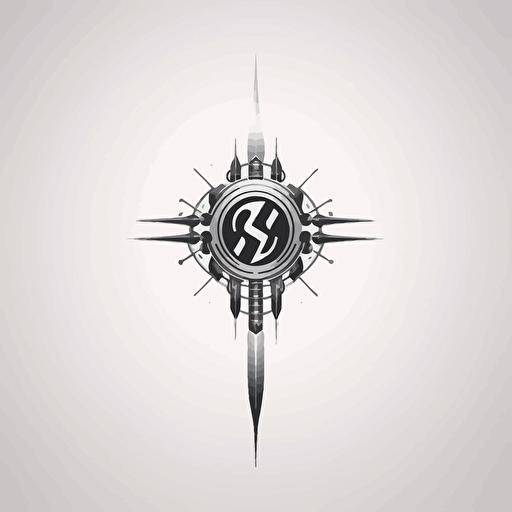 a minimalistic, letter S, lettermark 2d logo image for an AI company with a sword, black and white, vector, dynamic, cyberpunk, award-winning