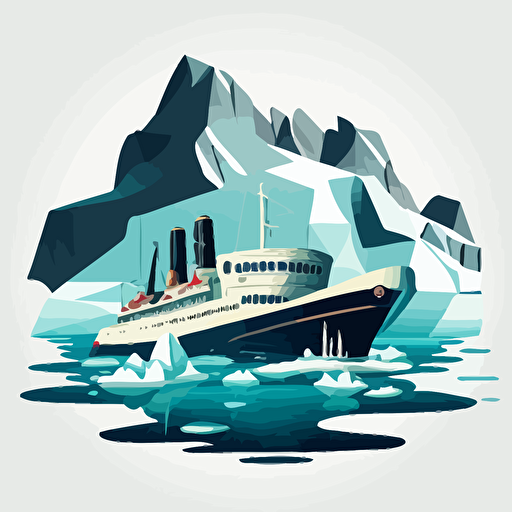 cartoon cruise ship glacier vector style