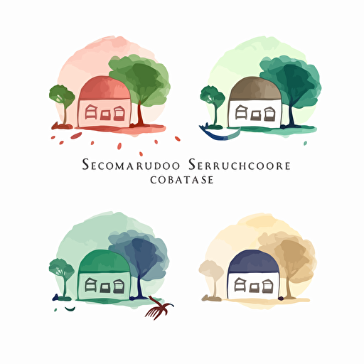 a minimalist and inspiring logo for a school of permaculture, sustainability, agroforestry and ecological restoration style vector watercolor