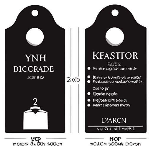 Vector two side in hotel or resort black and white door hanger tags for room
