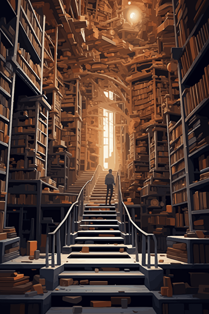 vector image, pdff, svg, thick strokes ::2 infinite library, bookshelves ::1