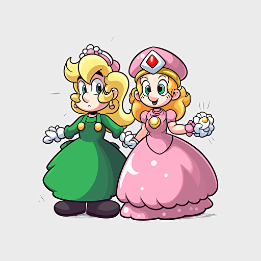 mario bros, luigi, princess peach, cute, cartoon, vector, hd,