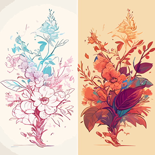create a pdf vector drawing of fine like botanical and floral bouquets