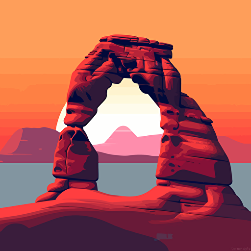 Delicate Arch Moab, 2d vector, flat design, minimalism. rgb, gradient