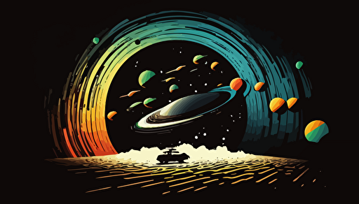 traveling through starfield, outer space, minimalistic, vector