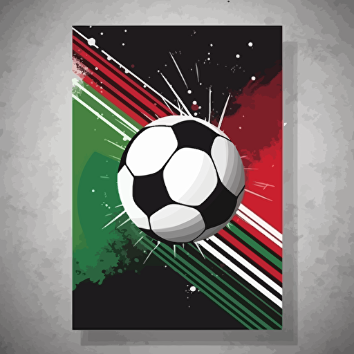 football poster with few colors red green white black, illustrator, vector hq flat