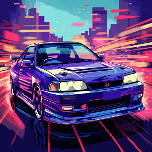 jdm car appeal advertisement, vector, highlight blue purple, high quality