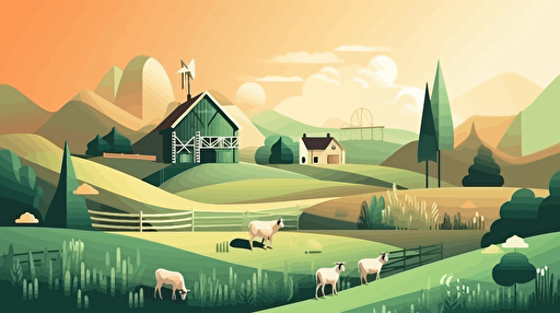 modern farming in a beautiful sustainable landscape. minimal vector design.