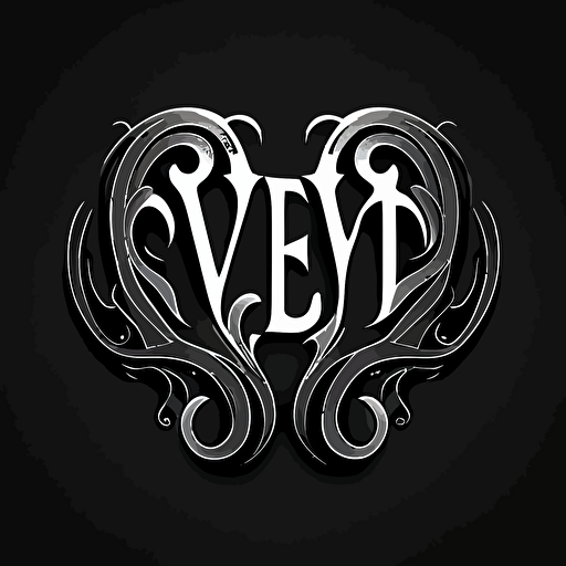 vector logo, 2d, black and white. Tentacle font