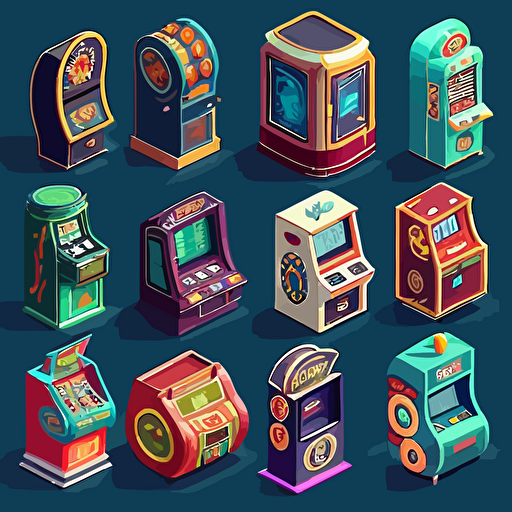 Many slot machines, vector art