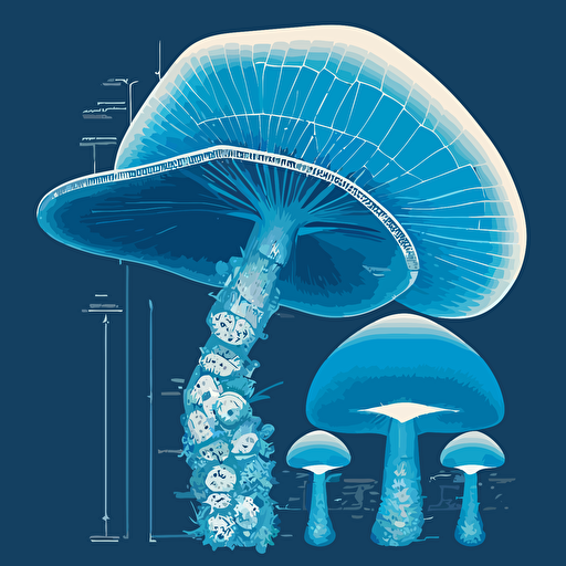 vector mushroom xray and blueprint