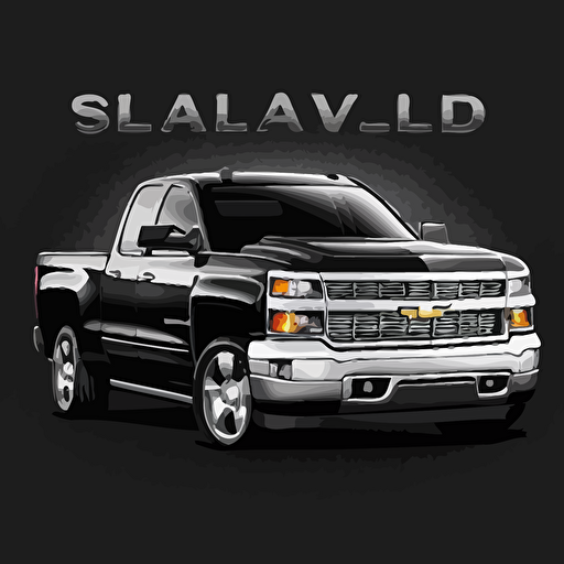 create sticker of a black 2009 chevy silverado in dallas texas vector style