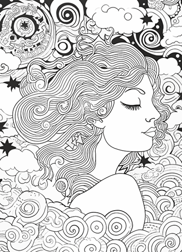 2d illustration, simple vector calm coloring page