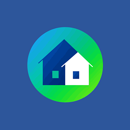 Flat vector logo of circle, blue and green, real estate, simple minimal, by Paul Rand
