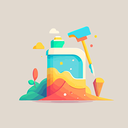 cleaning vector image illustration, minimaliste, plastic, colorful