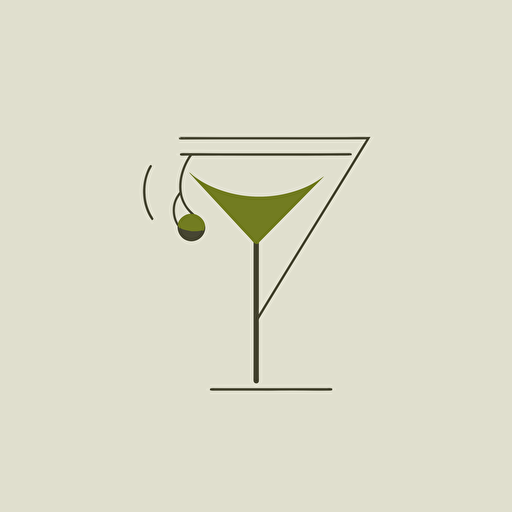 martini tipped, logo, elegant, modern, vector, solid background, olive and pick