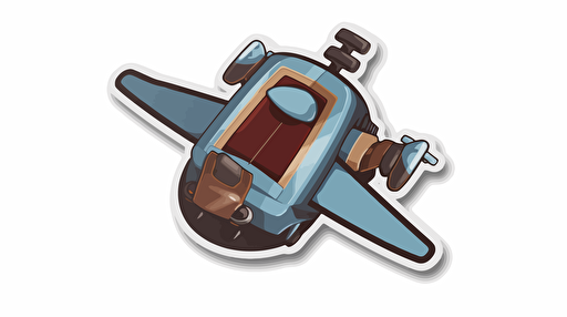 robot flying a plane, Sticker, Adorable, Earthy, Photorealism, Contour, Vector, White Background, Detailed ::