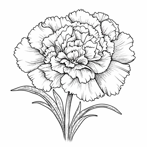 Carnation ignorant style No Shadow. Coloring page. Vector. Simple.