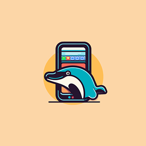 minimalist logo of an orca and a credit card payment terminal. Colorful, logo, vector, clean, friendly