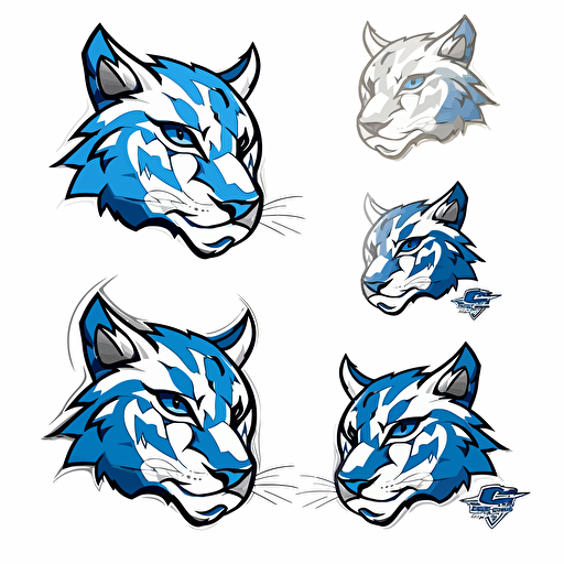 Design a logo. The logo should be of the upper body of the side view of a lynx. The logo should consist of an electronic-blue color scheme. The final product should have a clean and sleek design, in vector format with a clear, transparent background. It should be suitable for use on professional sports jerseys and versatile for use on various promotional materials. Use simple and modern design elements and take inspiration from professional sports leagues. The logo should be striking, memorable, and have a thick, solid colored border. It should not be complex