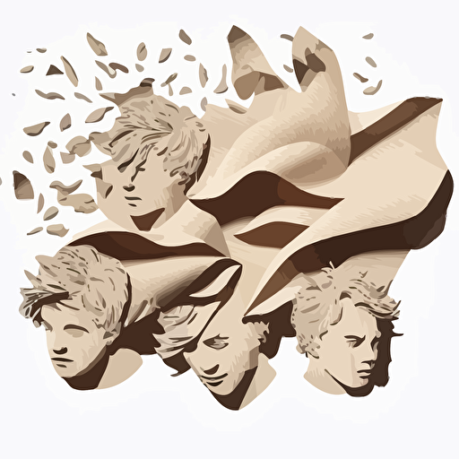 lying sheets of paper are blown one direction, vector illustration