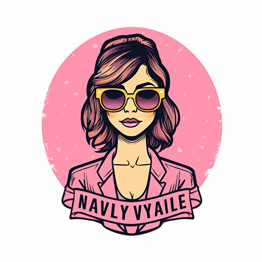 simple vector logo for a fashion vlogger in pink no background