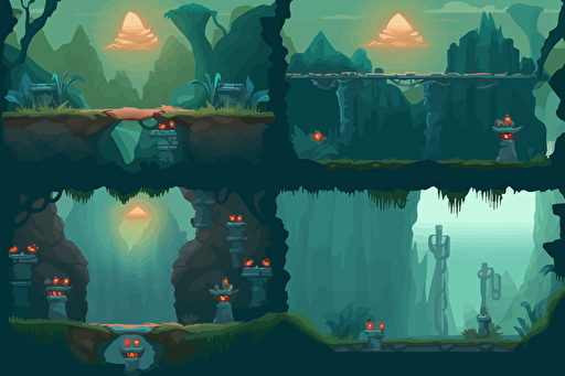 Design a game background, power elements, 2D vector style