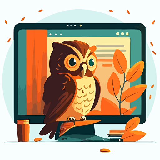a vector illustration of an owl leading a webinar