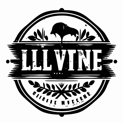 very simple rustic iconic logo with the "LiveIn", black vector, on white background