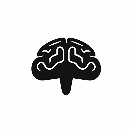 simple brain icon, in black on clean white background, vector