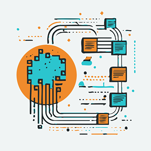 simple vector logo represents transfering data from offline system to online system,